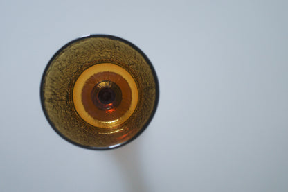 昭和琥珀色木紋厚玻璃高腳杯