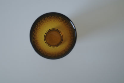昭和琥珀色不規則圖紋厚玻璃飲水杯