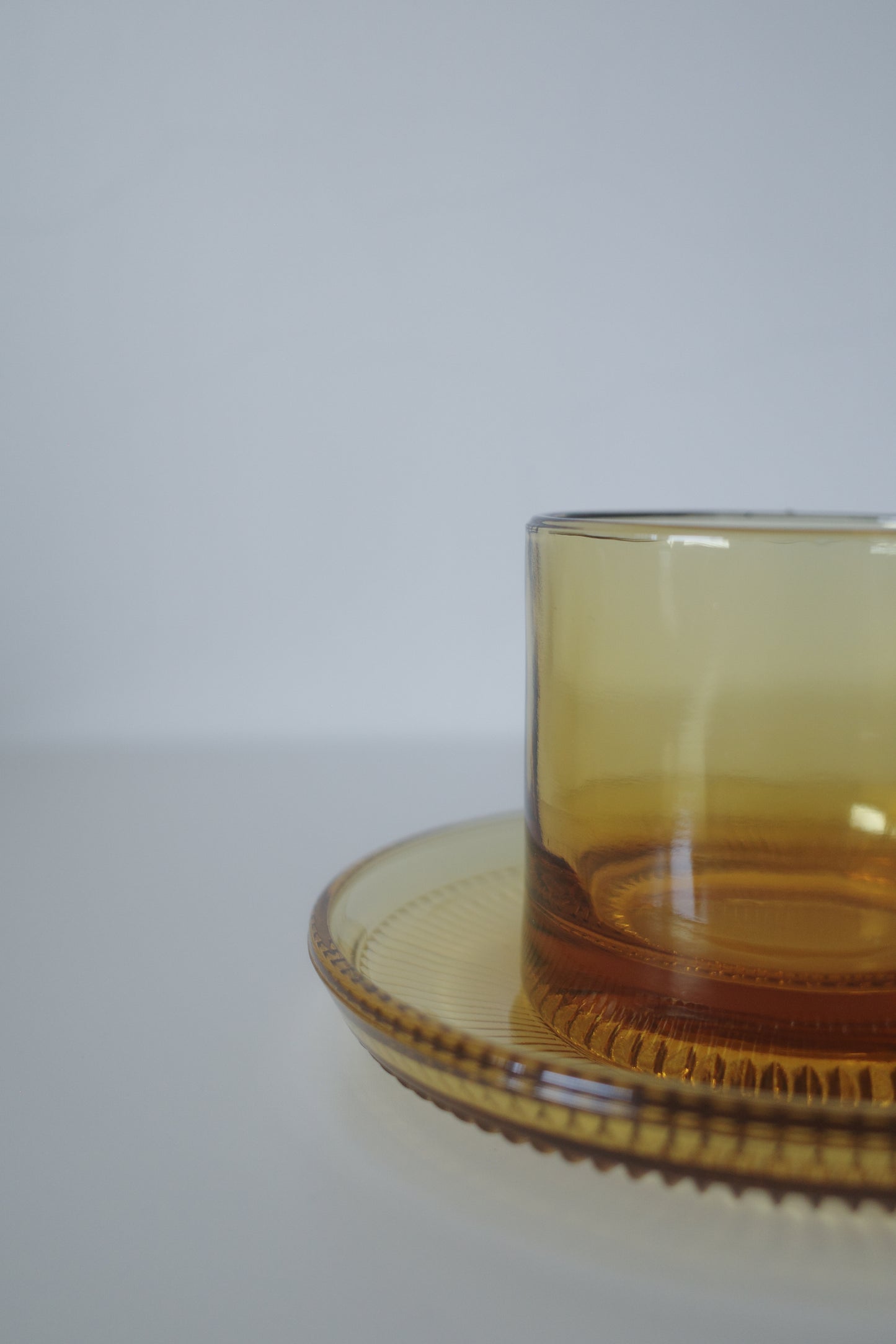 昭和 耐熱玻璃 茶色咖啡杯連盤