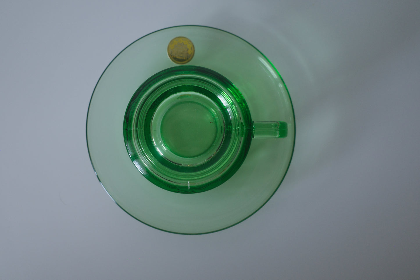 昭和時期SOGA GLASS 綠玻璃杯連碟組