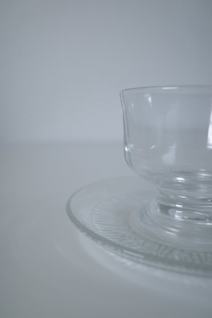 KAMEI GLASS高腳透明咖啡杯連盤