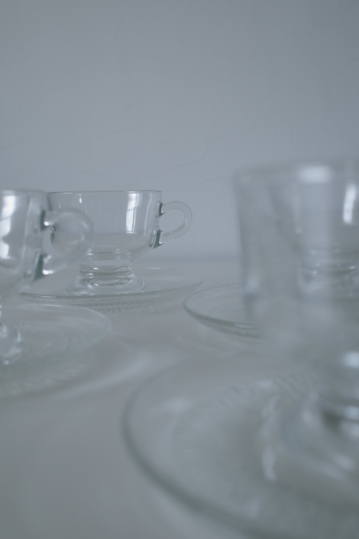 KAMEI GLASS高腳透明咖啡杯連盤