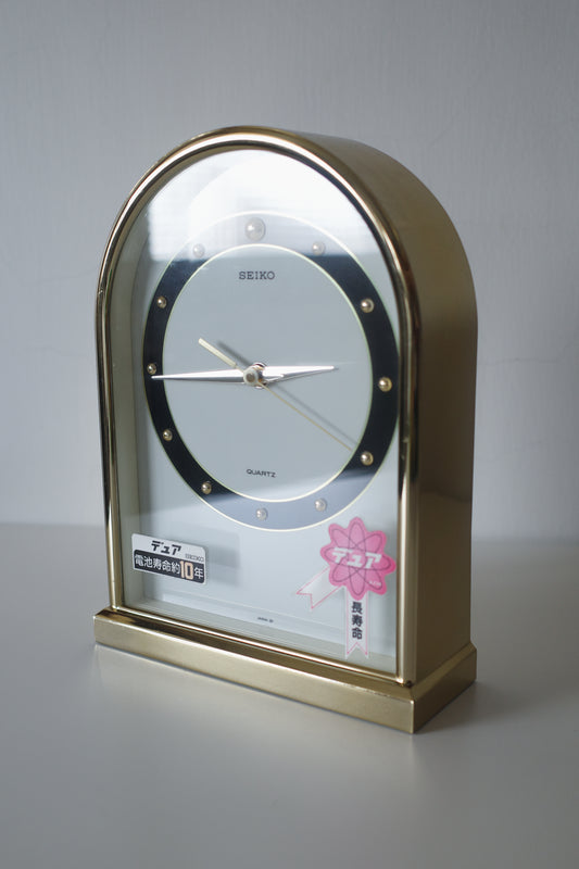 日本製 80's SEIKO精工石英極簡圓拱形座鐘