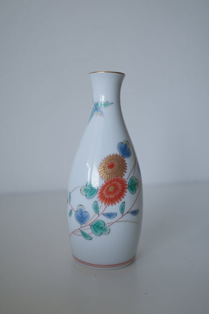 <深川製磁>有田燒金彩花鳥文酒器德利連杯