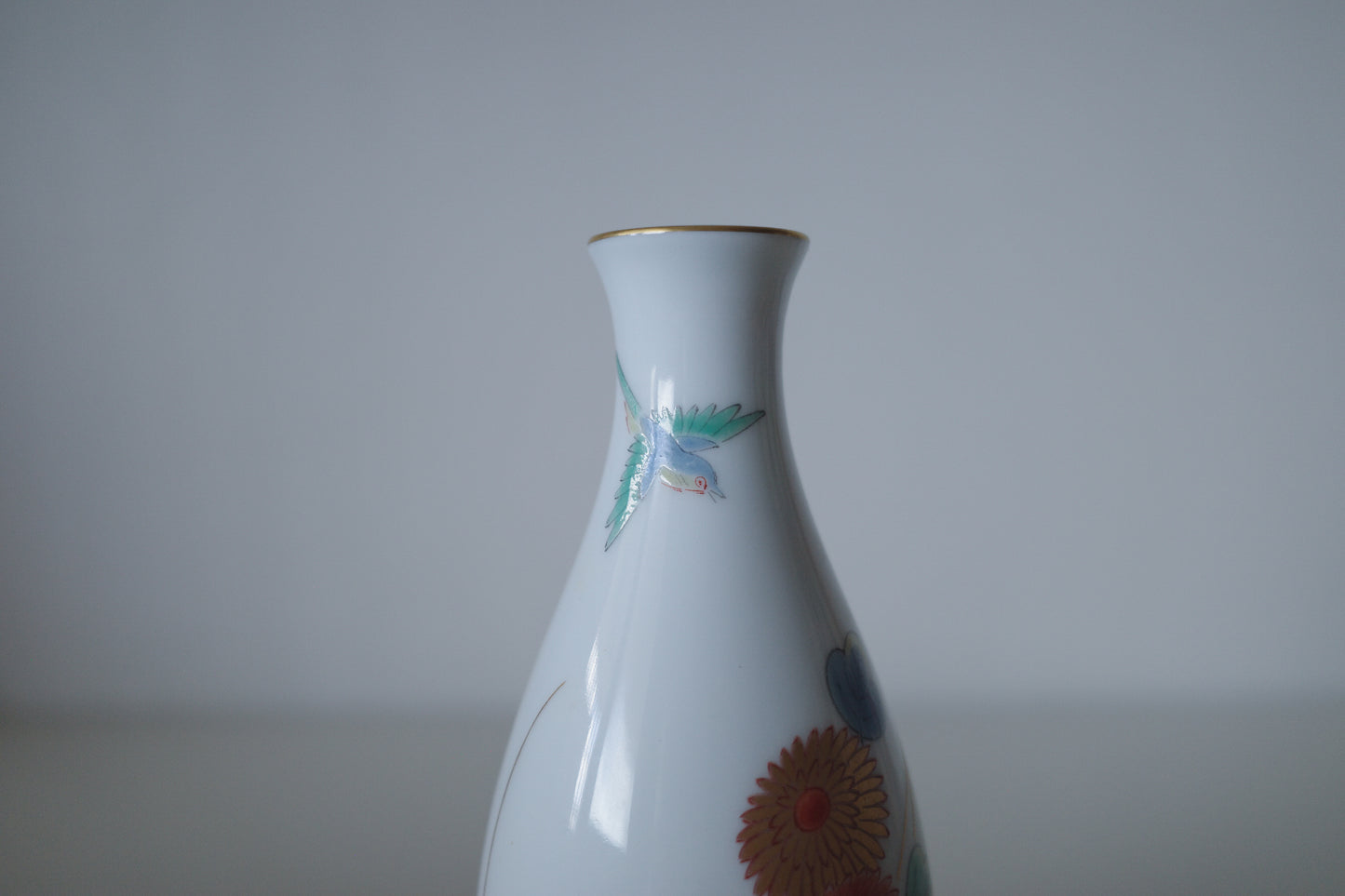 <深川製磁>有田燒金彩花鳥文酒器德利連杯