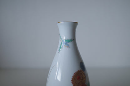 <深川製磁>有田燒金彩花鳥文酒器德利連杯