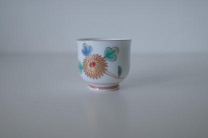 <深川製磁>有田燒金彩花鳥文酒器德利連杯